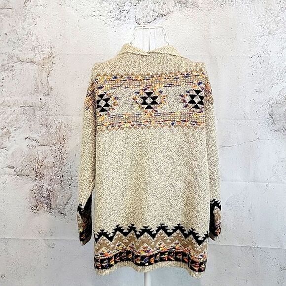 Debut Aztec print cardigan open front - beige Women's Size S/M - Picture 5 of 10